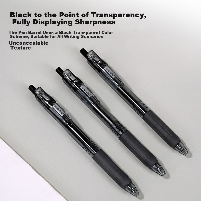 JD Jingdong Jingzao Mist Touch Retractable Gel Pen Student Exam Practice Signature Pen Black 12-Pack JD15-01
