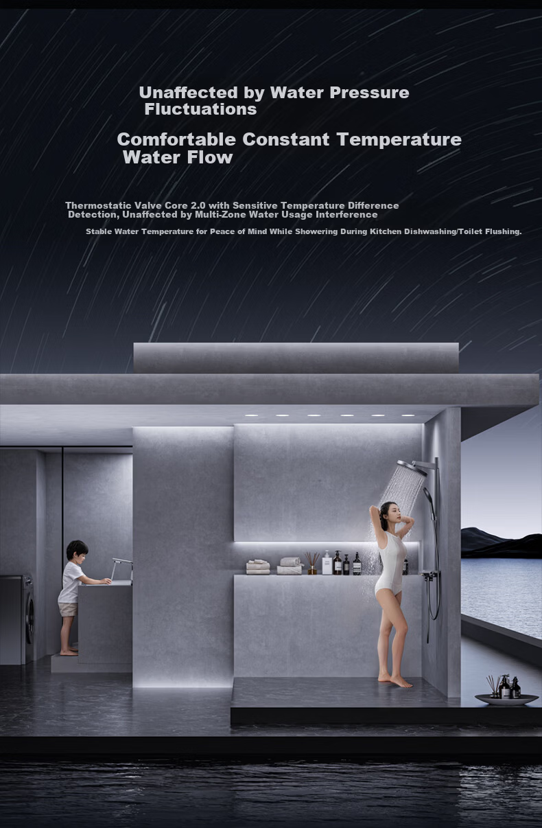 JOMOO Smart Thermostatic Digital Display Star Arc Rainfall Shower Head 26219-A74/HBS-1 11