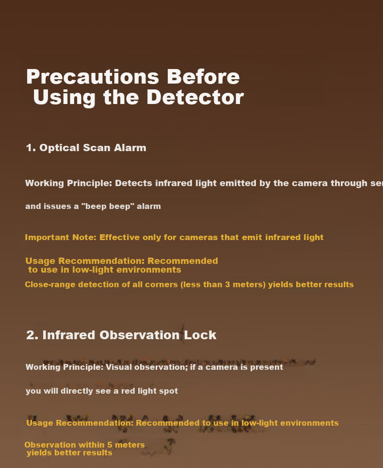 Deli Large Window Camera Detector Magnetic Phone Camera Scanner Hotel Anti-Surveillance Wireless Infrared Signal Detector Portable Rechargeable White PG655 2