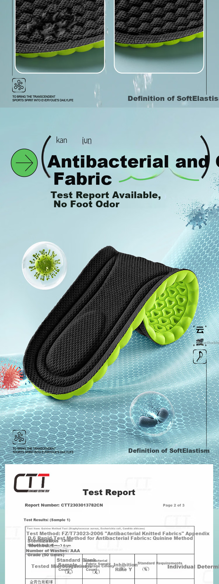 JVBV Mugwort Odor-Resistant Sports Insoles for Men, Soft and Cushioned, Comfortable for Long Standing, Military Training Pain Relief, Sweat-Absorbing and Breathable for Women, Size 3940 5