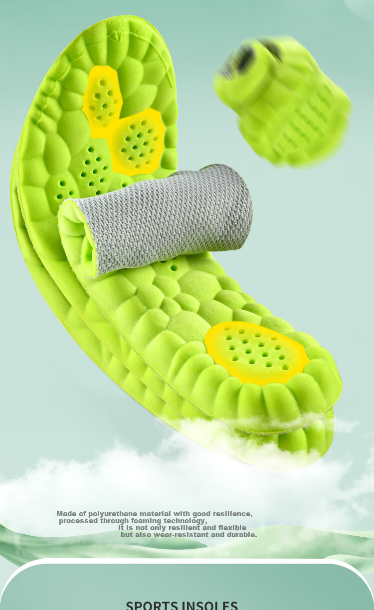 Zulijian Sports Military Training Insoles for Men, Mugwort Sweat-Absorbing, Odor-Resistant, Antibacterial, Long-Standing Arch Support, Green Gray, 2 Pairs, Size 41-42 7