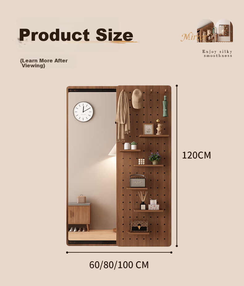 Yamile Hollow Board Dressing Mirror Hidden Solid Wood Core Sliding Full-Length Wall-Mounted Entryway Concealed Mirror 10
