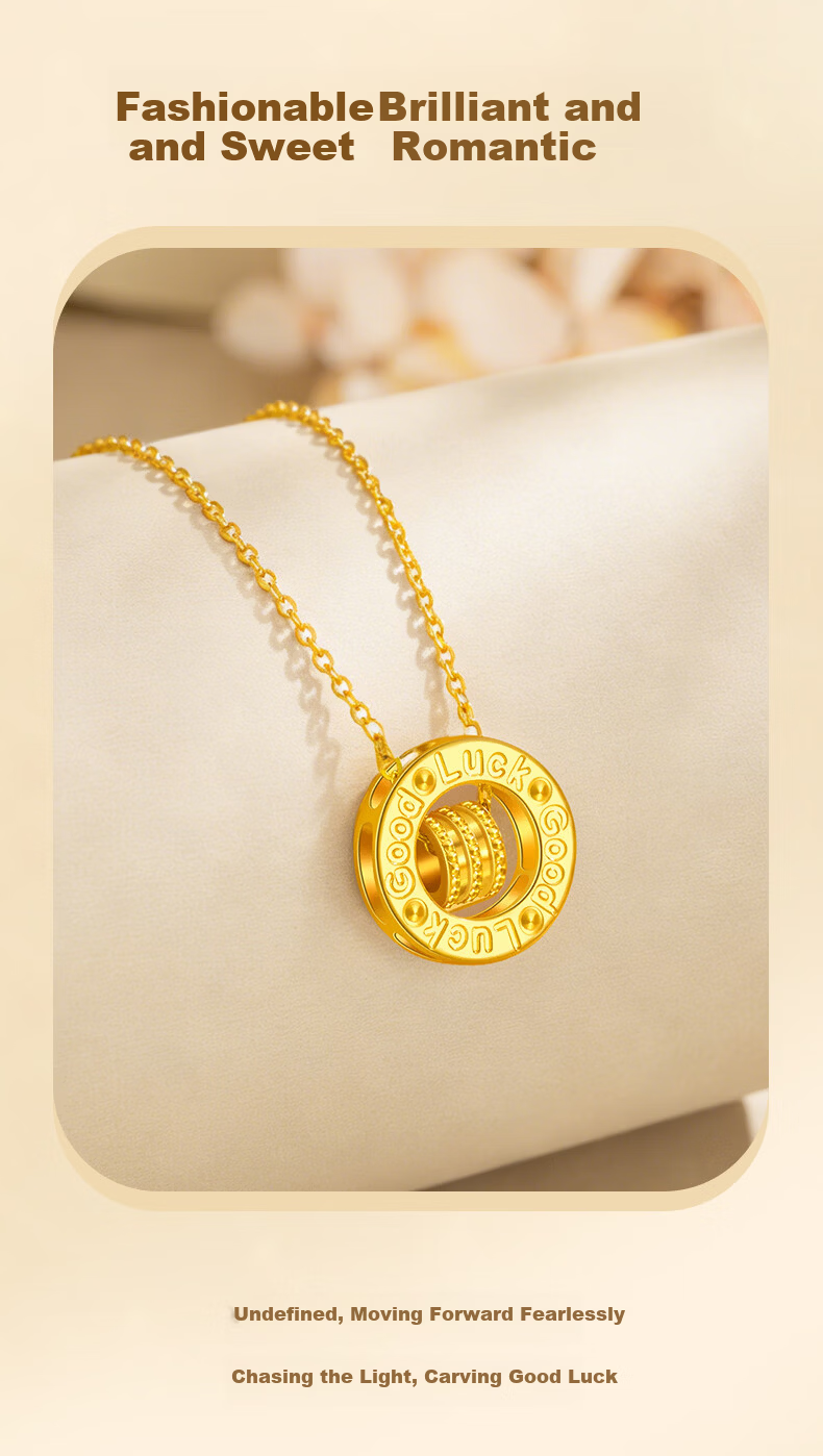 Lao Feng Xiang 925 Silver Double Ring Slim Waist Necklace Premium Möbius Pendant Gift for Girlfriend Valentine's Day 4