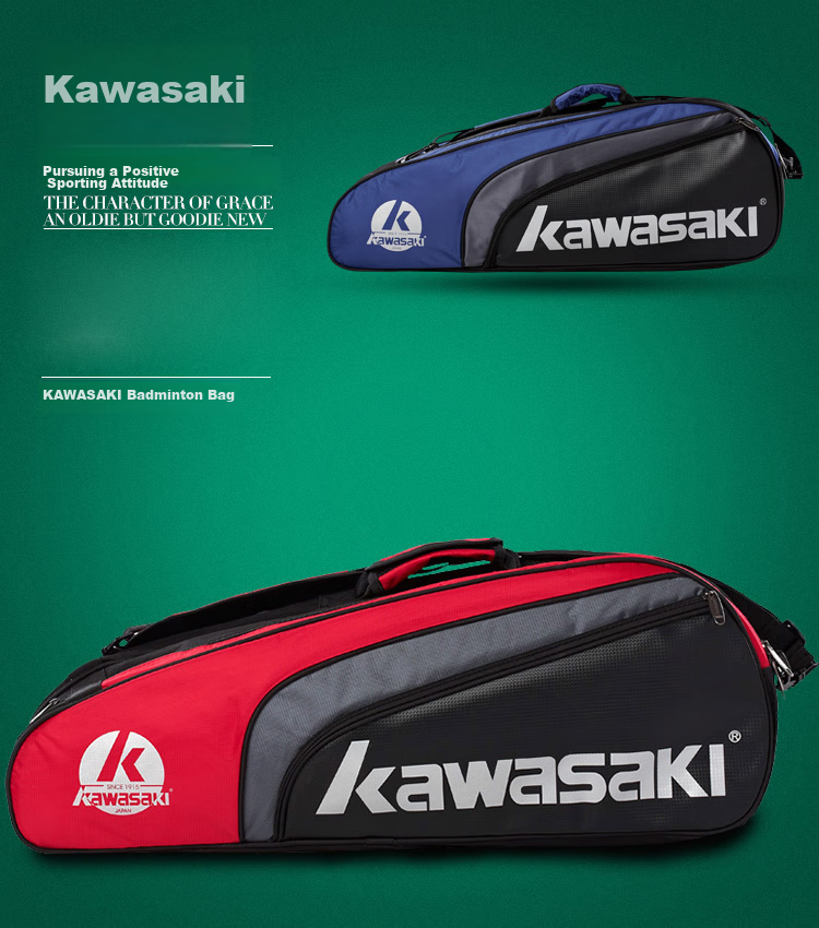 KAWASAKI Badminton Bag, Shoulder Bag, Tennis Bag for Men And Women, Separate Shoe Compartment, Badminton Racket Bag, 8327 Navy Blue 1