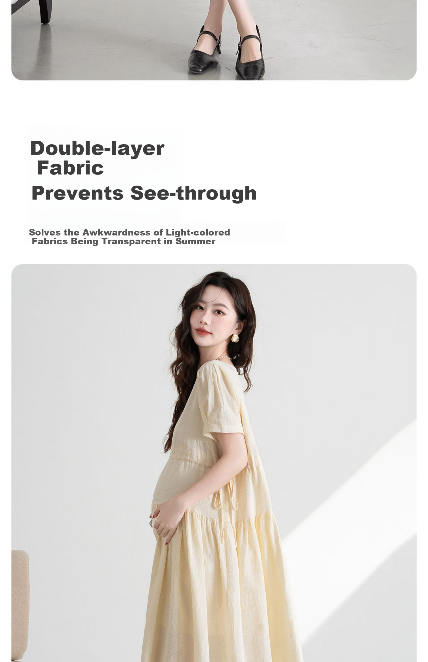 JOYNCLEON Maternity Dress Summer French Style Loose Black Long Dress Pregnancy Clothes Black XL Jly156790 7