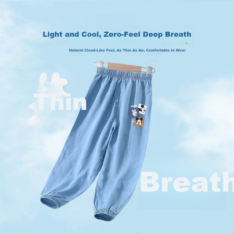 Disney Kids Set Boys and Girls Short Sleeve Tencel Denim Mosquito-Proof Pants Dido T White + Disan K Dark Blue 140 5