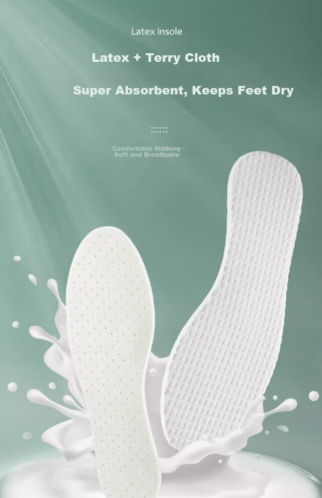 Vitality Summer Thin Latex Insoles Women's Barefoot Non-Slip Odor-Resistant Sweat-Absorbing Breathable Soft Elastic Long-Standing Comfort Military Training Men 2