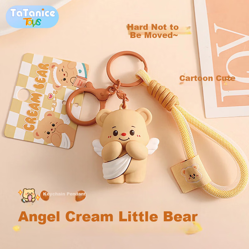 TaTanice Butter Bear Keychain Pendant Girls Backpack Charm Doll Toy Kids Children's Day Gift