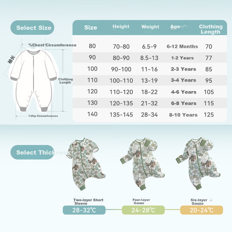 Ibaby Constant Temperature Summer Sleeping Bag Gauze Breathable Anti-Startle Thin Children's Sleeping Bag Double Layer Gauze Green Wilderness Journey 100