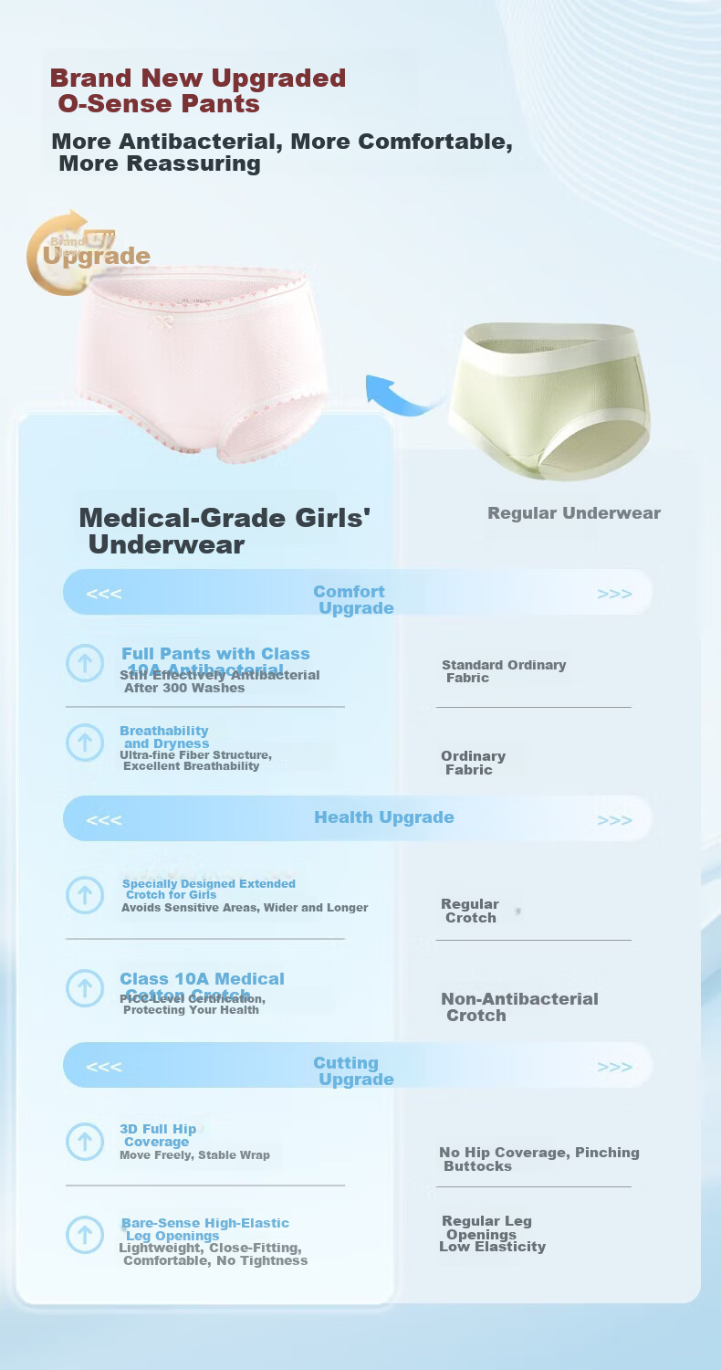 Herbal Fresh Green Teen Girl Ice Silk Panties Cooling Breathable Tencel Gusset 10A Antibacterial Skin-Friendly Comfortable Sterile Packaging 6
