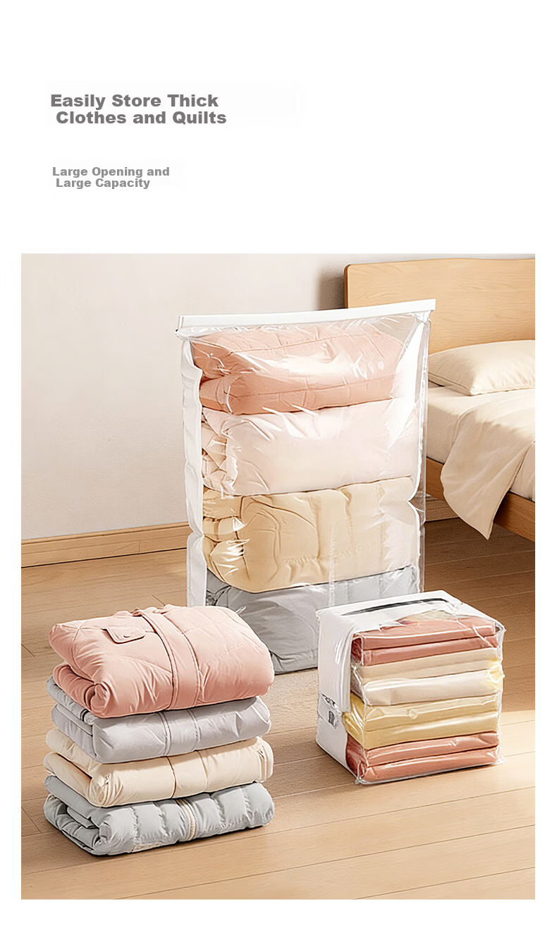 Bonny Home Vacuum Compression Storage Bags for Clothes, Quilts, Down Jackets, Special Air Extraction Organizing Bags, Cotton Quilt Travel Clothing Dividing Bags 2