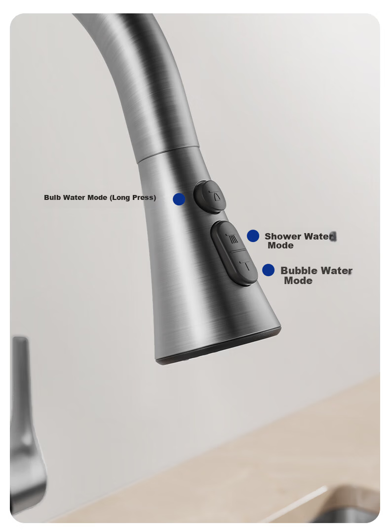 JOMOO Kitchen Faucet Gunmetal Gray Pull-Out Sink Mixer Tap Hot and Cold 33168-385/HBS-Z 9
