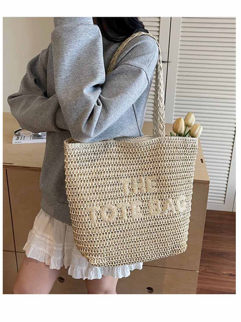 Love Sea Woven Bag Women's Straw Beach Large Capacity Tote Fashion Birthday Gift Premium Feel for Girlfriend Wife 4