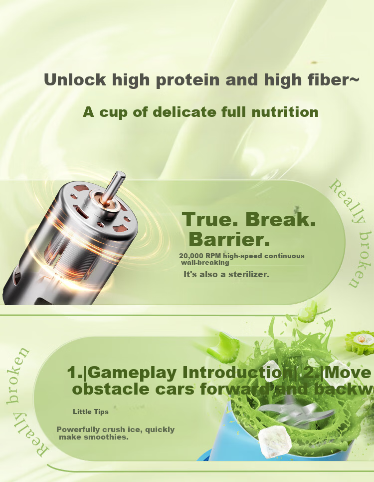 DAEWOO Wall-breaking Light Food Cup 618 Price Protection Wireless Slimming Fruit and Vegetable Cup Portable Juicer Juice Cup Travel Cup 500ml Large Capacity Baby Food Processor ZB15-BCL 8