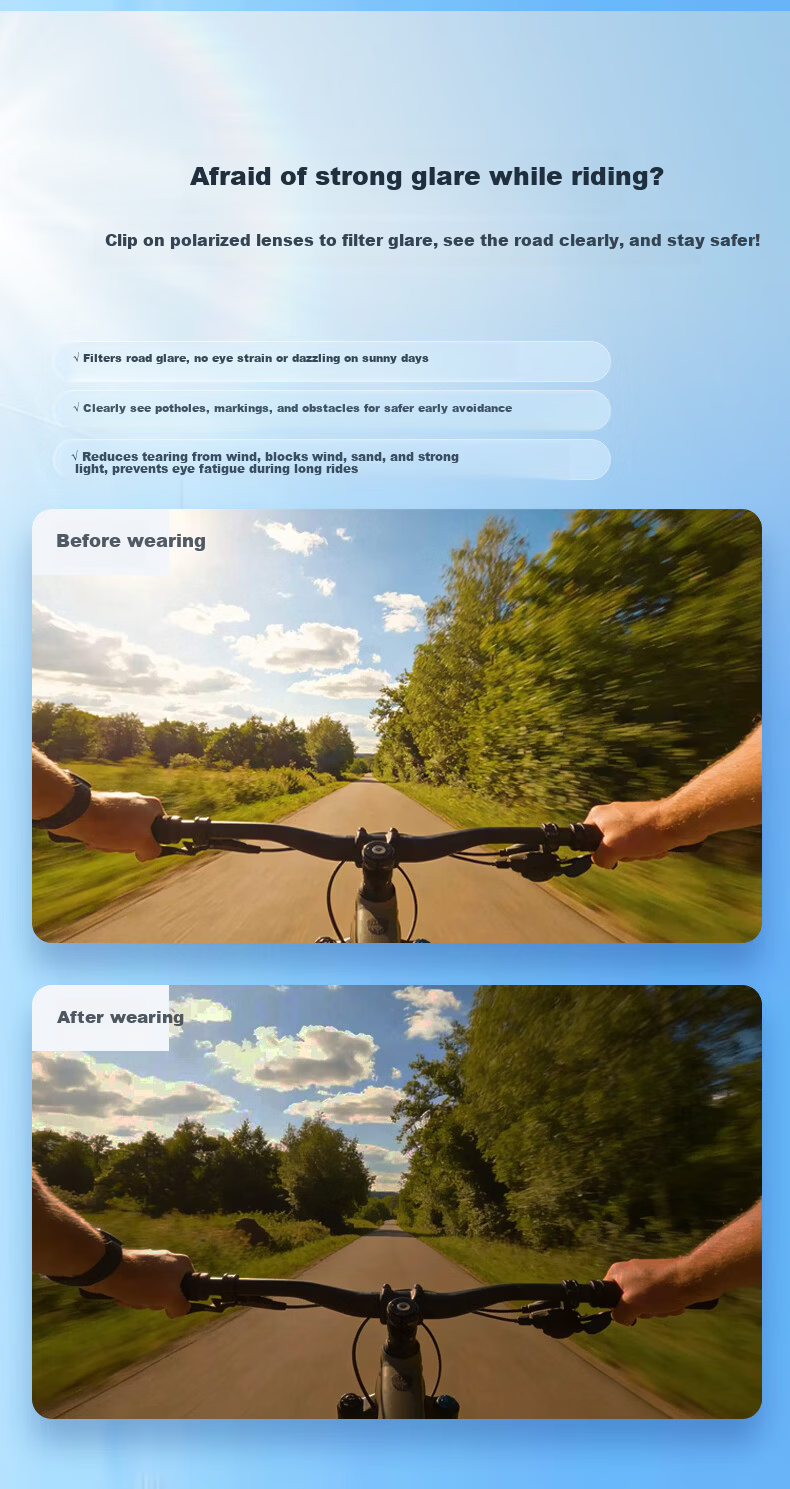 JFJN Polarized Clip-On Sunglasses for Myopia, UV Protection, Anti-Glare, Driving, Fishing, Hiking, Cycling JP02 7