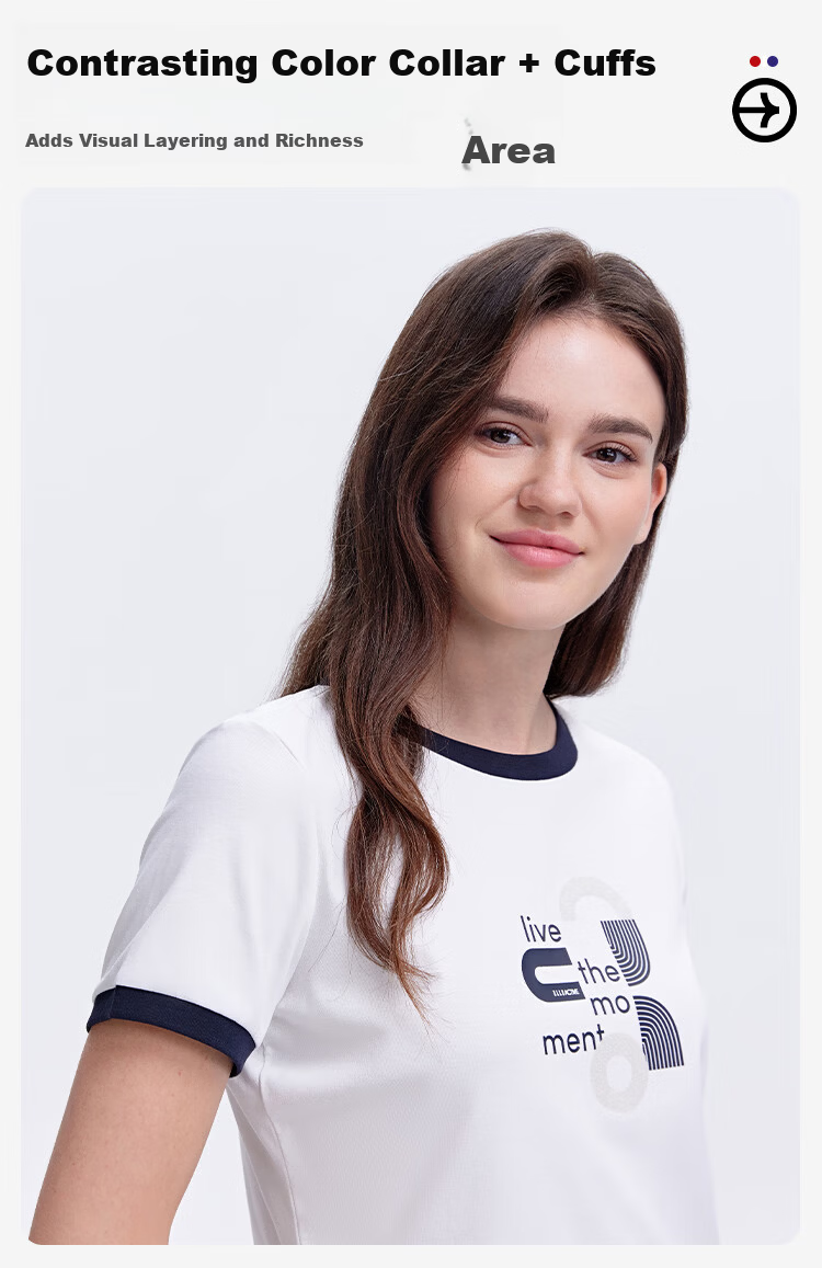 ELLE ACTIVE Versatile Letter Print Short Sleeve T-Shirt Women 2026 Summer Vibrant Colorblock Casual Sports Top White S 3