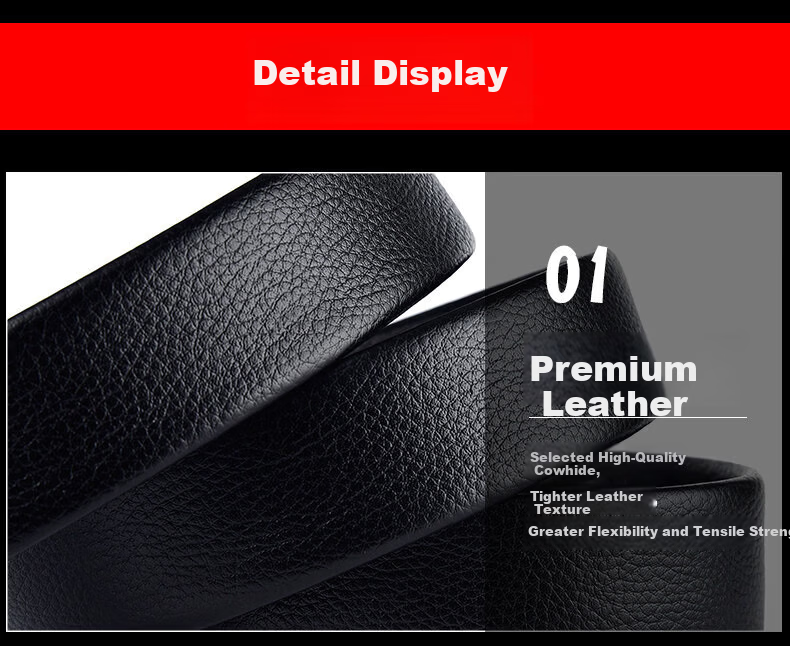 JIFANPAUL Paul Headless Men's Automatic Buckle Genuine Leather Business Belt Strap Waistband 10