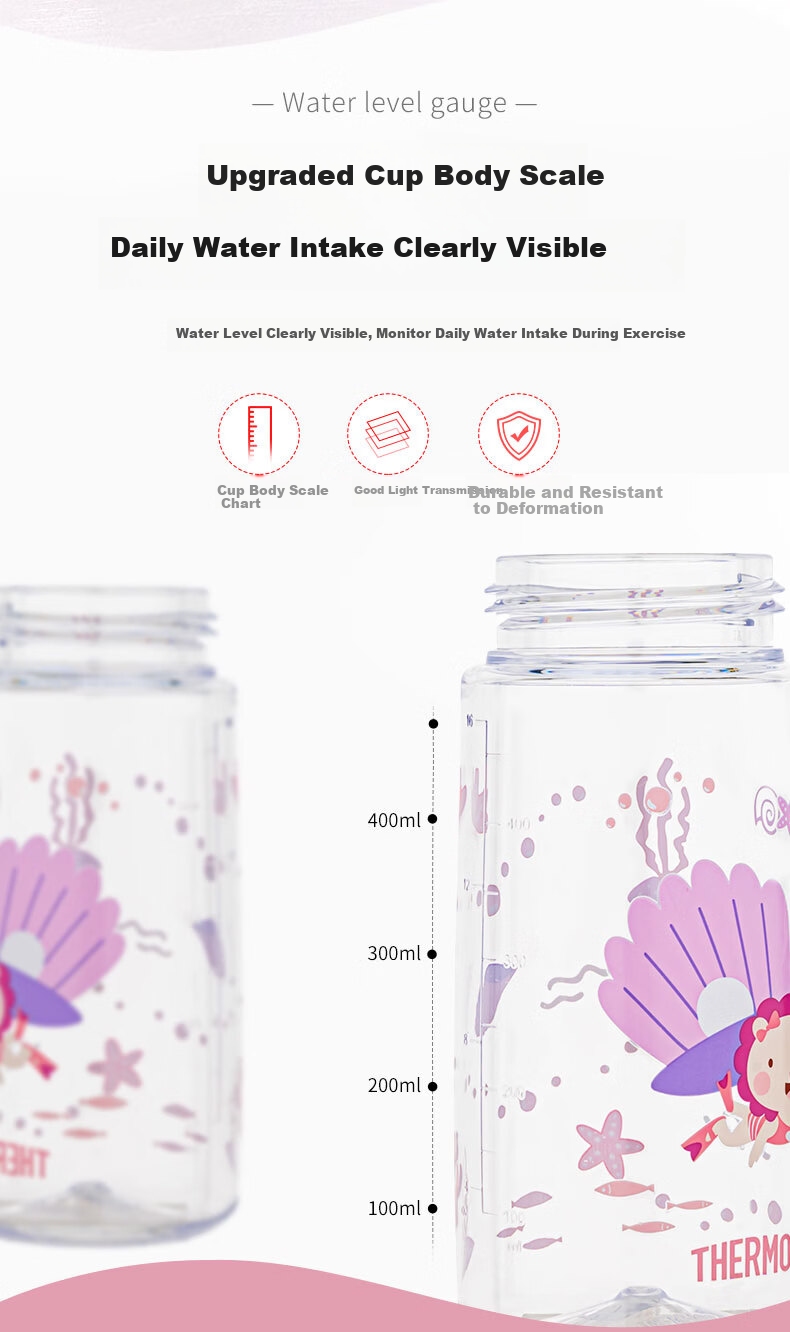 THERMOS BEBE Collaboration Children's Large Capacity Handle Straw Cup Water Bottle Tritan Material with Cup Sleeve 600ml Green 4