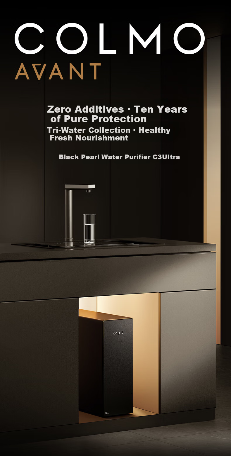 COLMO New Black Pearl Water Purifier 1200G Flow Household Under-Sink Weak Alkaline Mineral Direct Drinking RO Water Filter C3Ultra 3