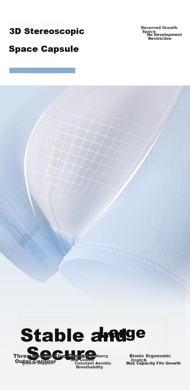 Herbal Original Color Lyocell Mulberry Silk Growth Period Youth "Glacier Underwear" 10A Antibacterial Moisture-Wicking Breathable Quick-Dry Summer 13