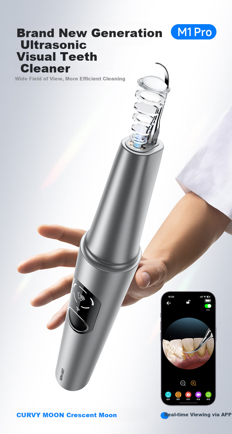 Moon Crescent Ultrasonic Teeth Cleaner M1 Pro Visual Tooth Tartar Remover Dental Cleaner Yellow Stain Remover Gift for Husband Boyfriend 1