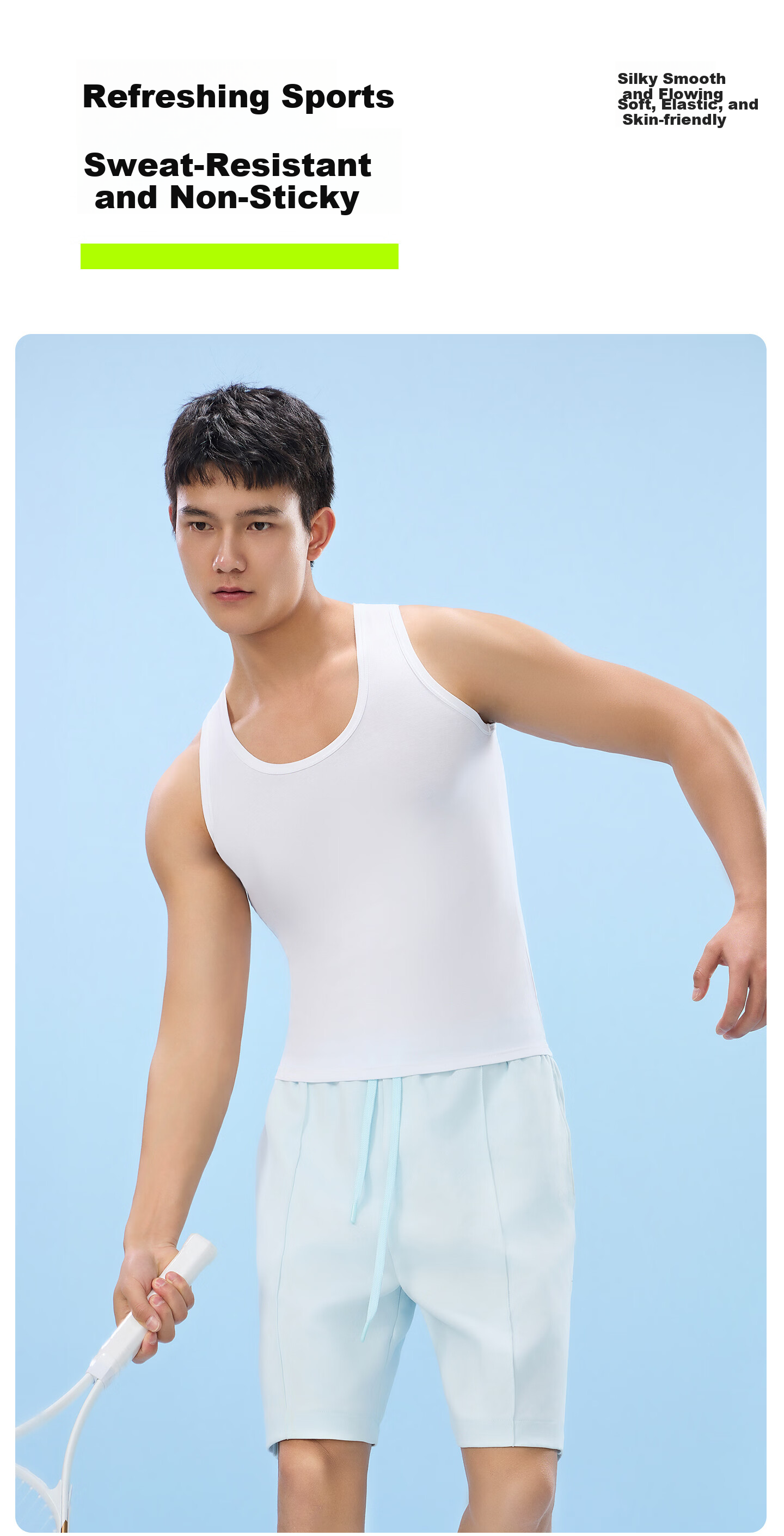 Youkeshu Men's Summer Thin Vest Inner Wear Racerback Sports Fitness Cotton-Feel Trendy Base Tank Top 7
