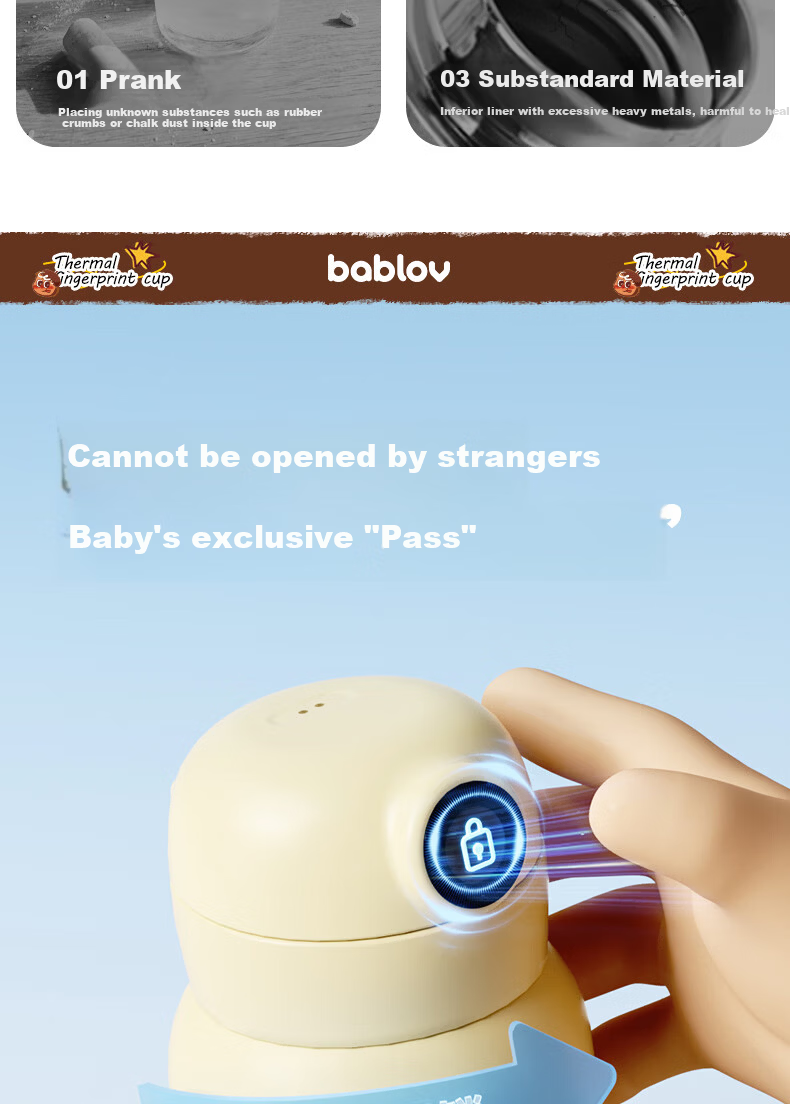 BABLOV Fingerprint Insulated Straw Water Bottle Smart Kids School Cup Boys Girls New Children's Day Edition 4