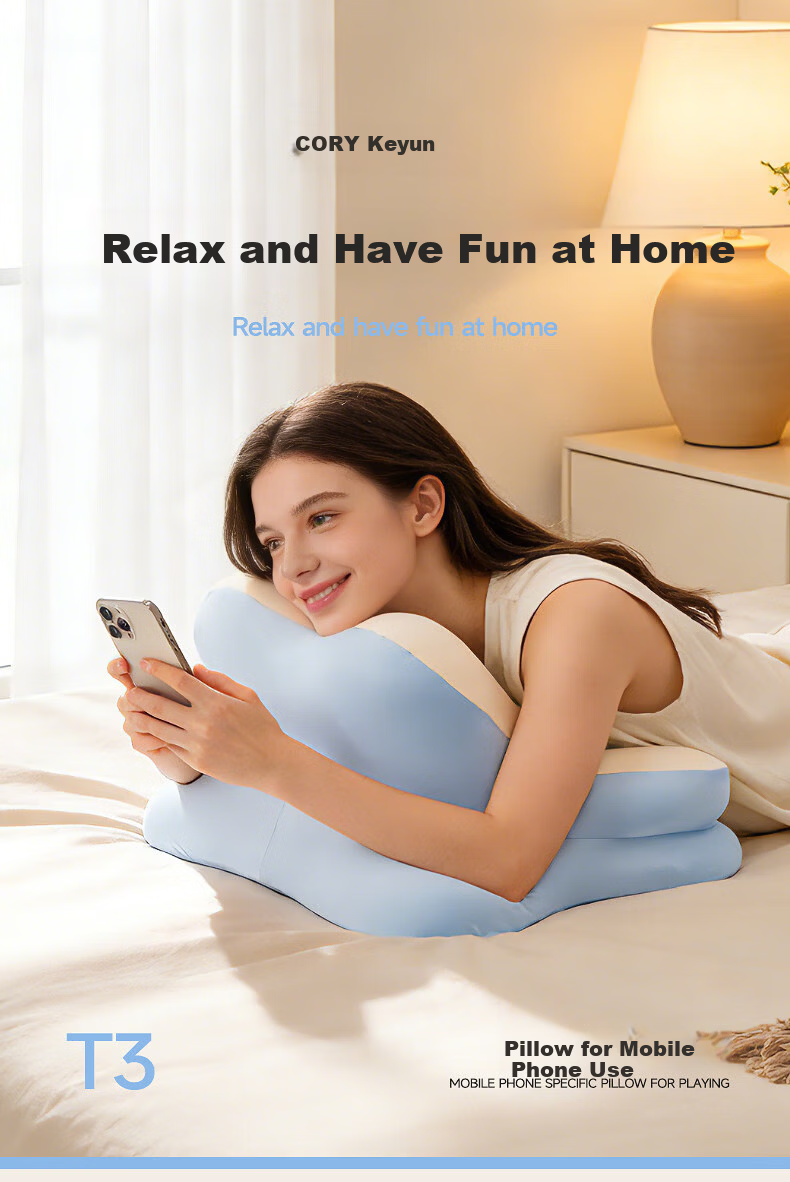 CORY Blue Multifunctional Adult Prone Pillow for Bed, Phone Use, and Lounging 3