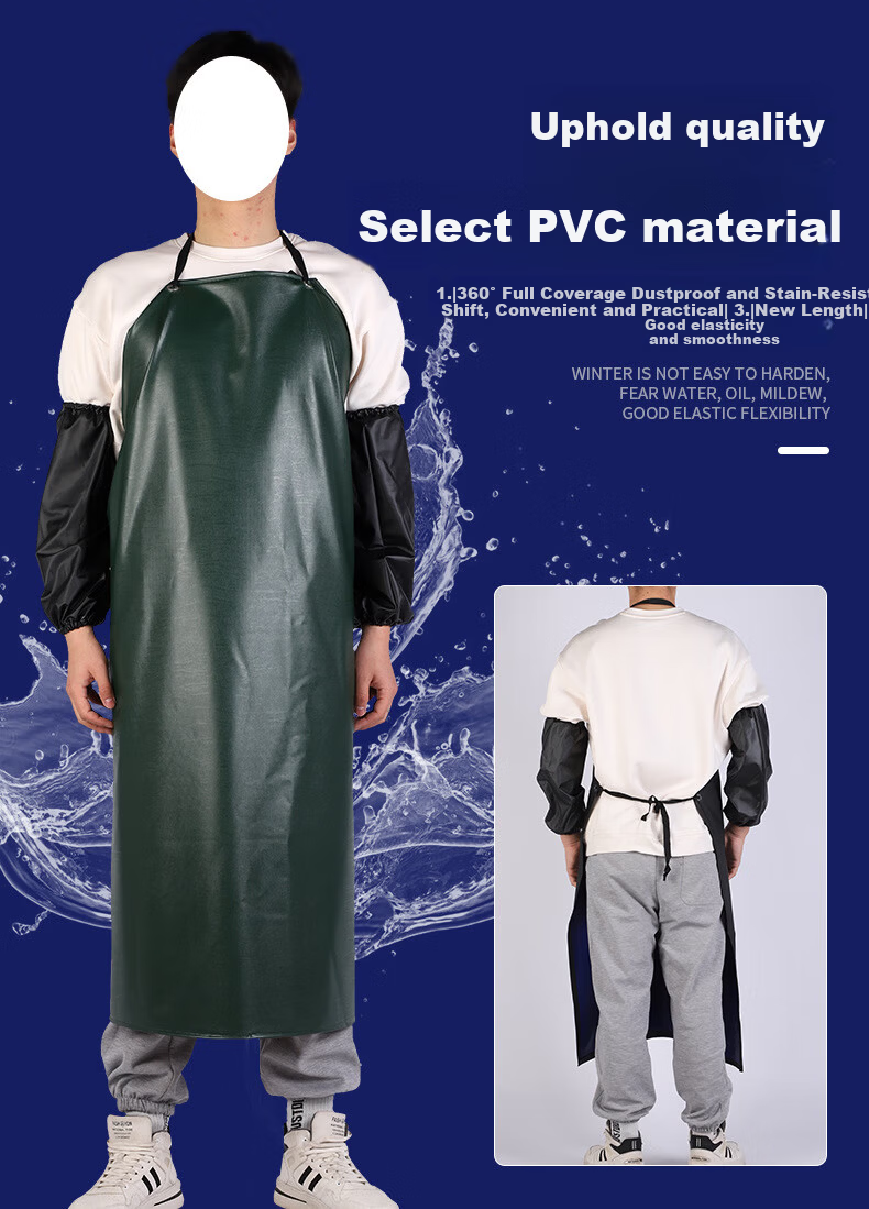 BAIGE Waterproof Apron Thickened Oil-Resistant Acid-Base Resistant PVC Double-Layer Composite Black and Red Sleeveless CW211492 4
