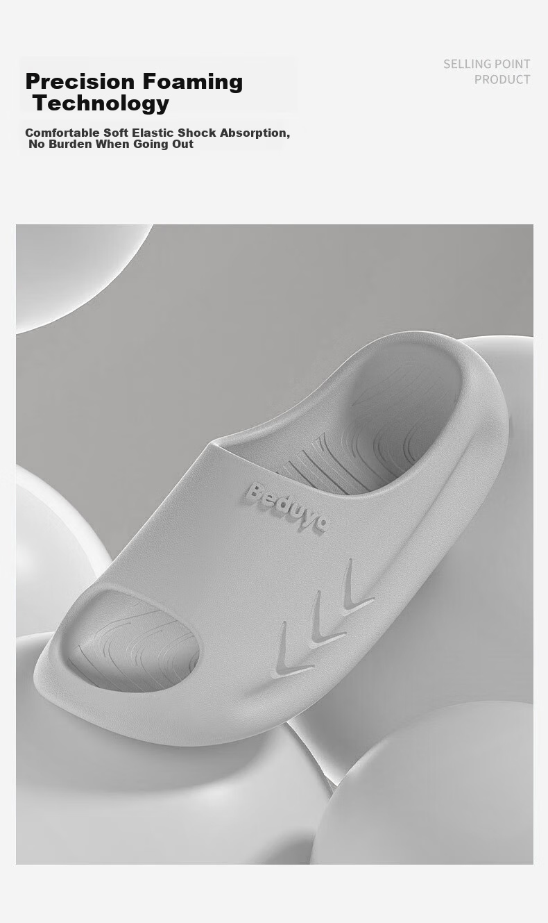 Beiduo Yang Men's Summer High-End Sports Durable Thick-Soled Non-Slip Outdoor Beach Slippers Gray Size 44-45 4