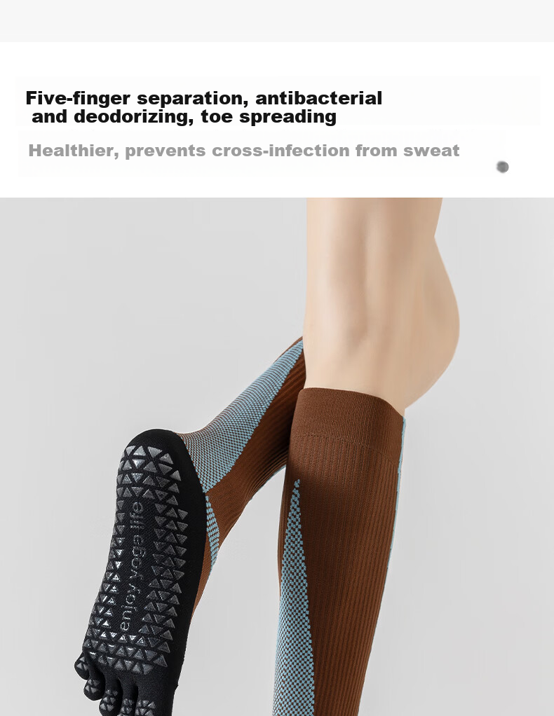 Free Style Professional Yoga Five-Toe Calf Compression Socks Outdoor Fitness Hiking Cycling Varicose Vein Anti-Slip Knee-High Socks 9