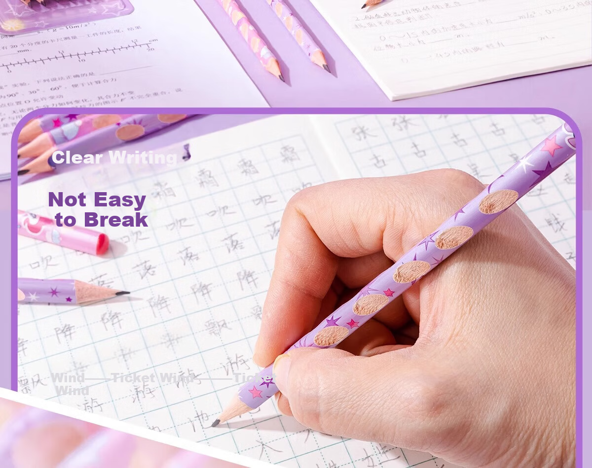 IiGEN HB Triangular Natural Wood Pencil Easy Grip Exam Writing Drawing Coloring Posture Correction Pencil for Children Primary School Handwriting Practice Back to School Gift Box 10