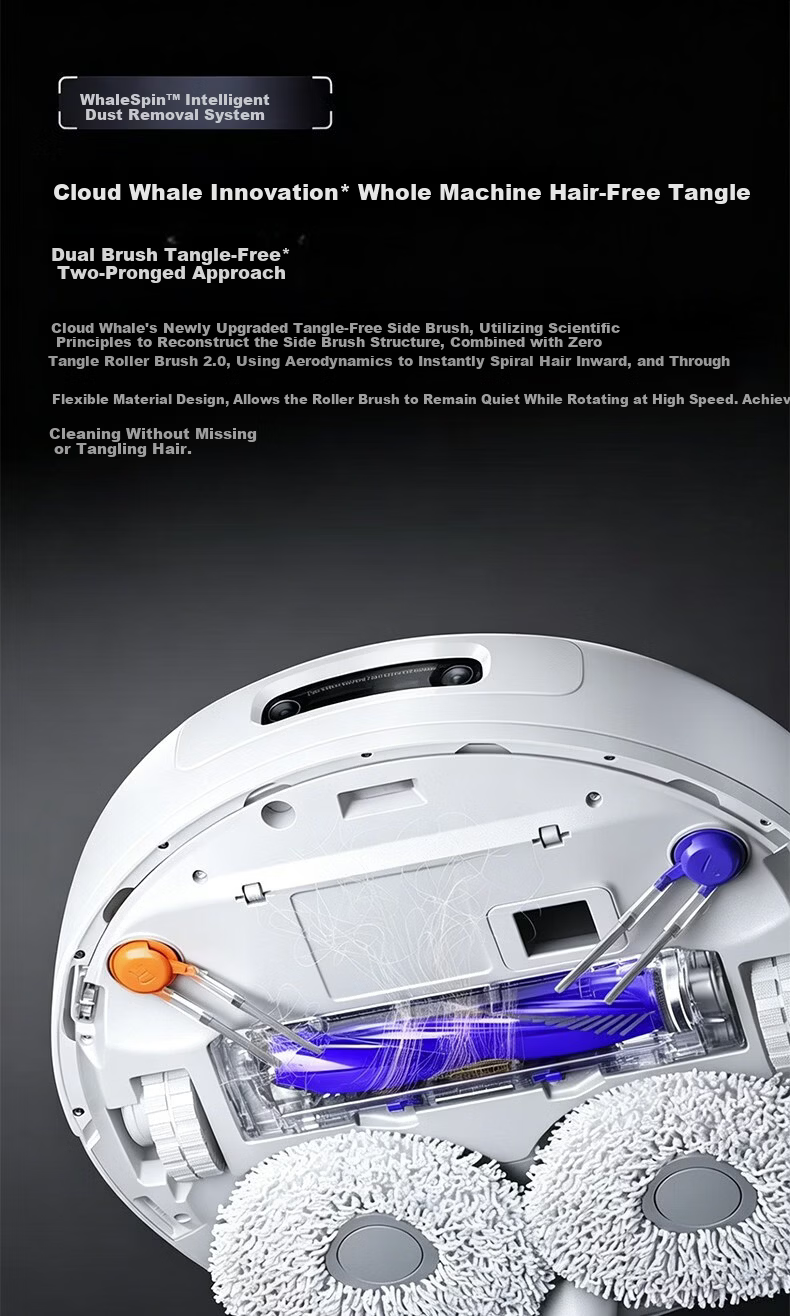 Cloud Whale Xiaoyao 002Max Disc Version AI Water Tank White 25kPa Hot Water Wash High Suction Sweeping and Mopping Robot Automatic Dust Collection Fully Automatic Robot Vacuum Cleaner 6