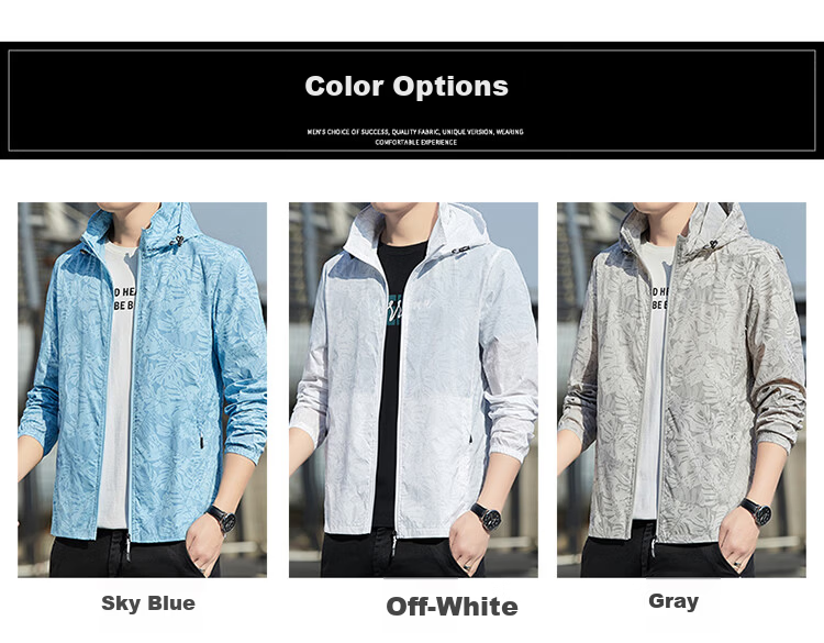 ROMON Men's Sunscreen Jacket Summer Ice Silk Cooling Quick-Dry Skin Jacket Outdoor Fishing Coat Men 2665 Sky Blue M 3