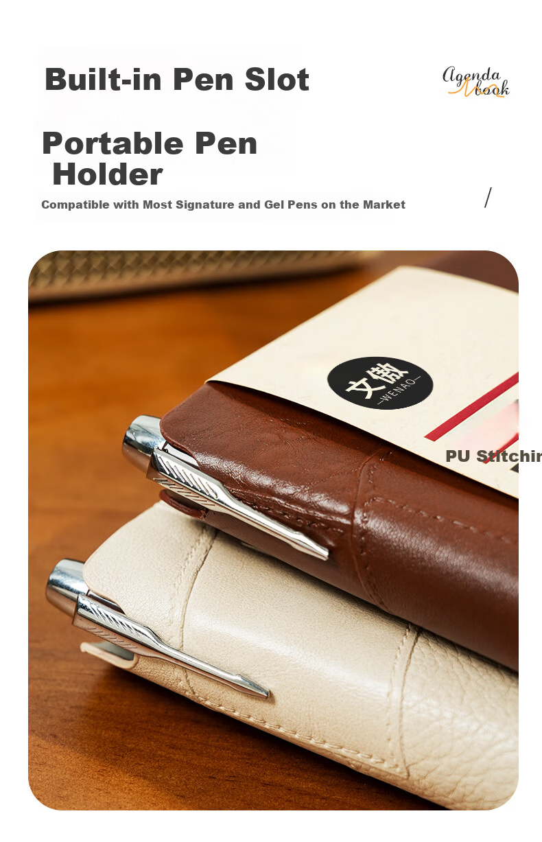 Wen'ao A5 Creative Thickened Vintage 365-Day Diary 2026 Planner Notebook School Season Schedule Punch Card Premium Business Office Journal Light Brown 8