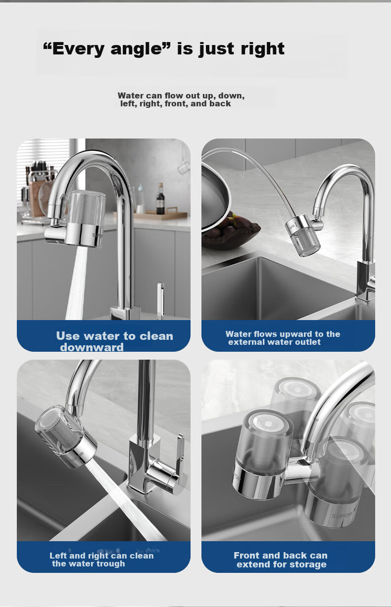 SUPOR Kitchen Faucet 720° Filter Water Purifier Splash-Proof Universal Rotatable Extendable Tap Water Purification Nozzle S 6