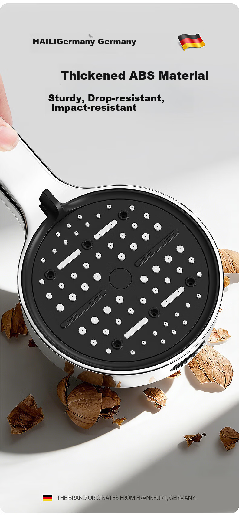 Haili High-Pressure Handheld Shower Head, Ultra-Strong Round Large Panel, Model ZH258G 14