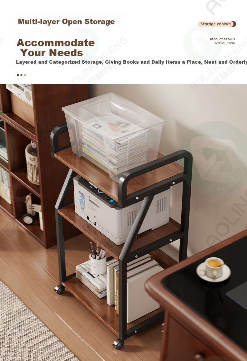 Olynp Wind Floor Storage Rack Printer Stand Multi-layer Mobile Storage Shelf Simple Host Rack 6