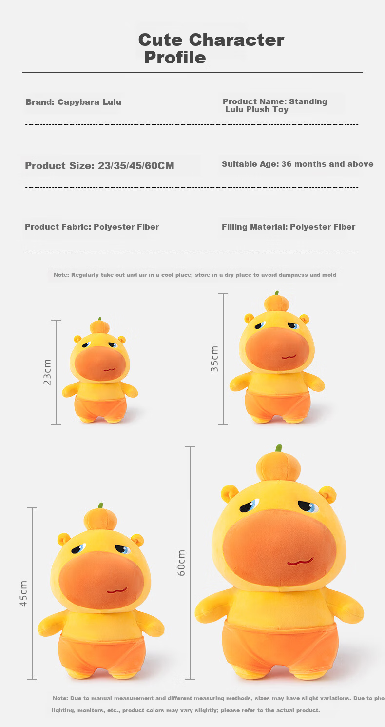 Duoai Authentic Capybara Lulu Large Plush Toy Comfort Pillow Sleeping Doll Couple Birthday Gift for Boys and Girls 2