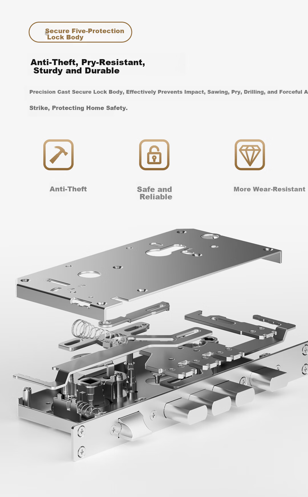 Leader Home Smart Door Lock, Fingerprint Password Lock, Anti-Theft Door Lock, Electronic Lock, Installation Included, Intelligent Fingerprint Password Lock E200 8