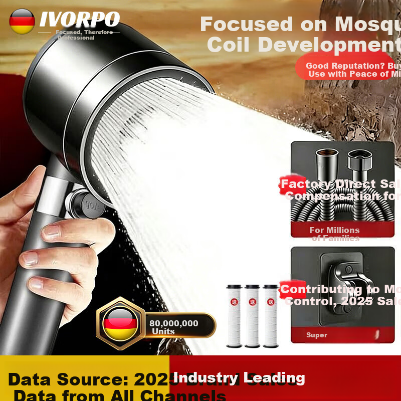 IVORPO [Germany] Turbo Boost Shower Head Set Handheld High-Pressure Powerful Water Flow Showerhead