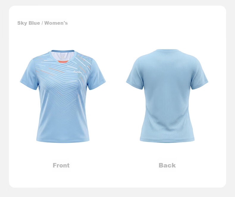 KAWASAKI New Badminton Shirt Unisex Professional Quick-Dry Competition Jersey Sky Blue S 27