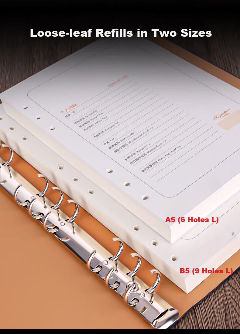 Youbili A5 6-Hole Refill Loose-Leaf Notebook Paper 80 Sheets/Pack Suitable for A5 Loose-Leaf Notebooks 100g Thickened Simple Ruled Paper 3