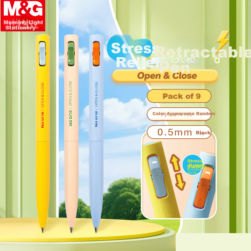 M&G Switch Pen [9 pcs] Fun Stress Relief Gel Pen Dual Ball Quick-Dry Bullet Tip Black Pen 0.5mm Student Exam Writing Pen Random Colors AGPK6701-9pcs