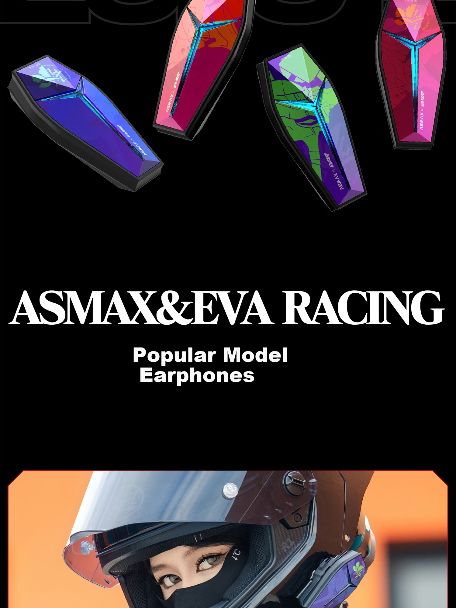 ASMAX & EVA Helmet Bluetooth Headset High-End Motorcycle Riding Professional Noise-Cancelling Evangelion Unit-02 Edition 3