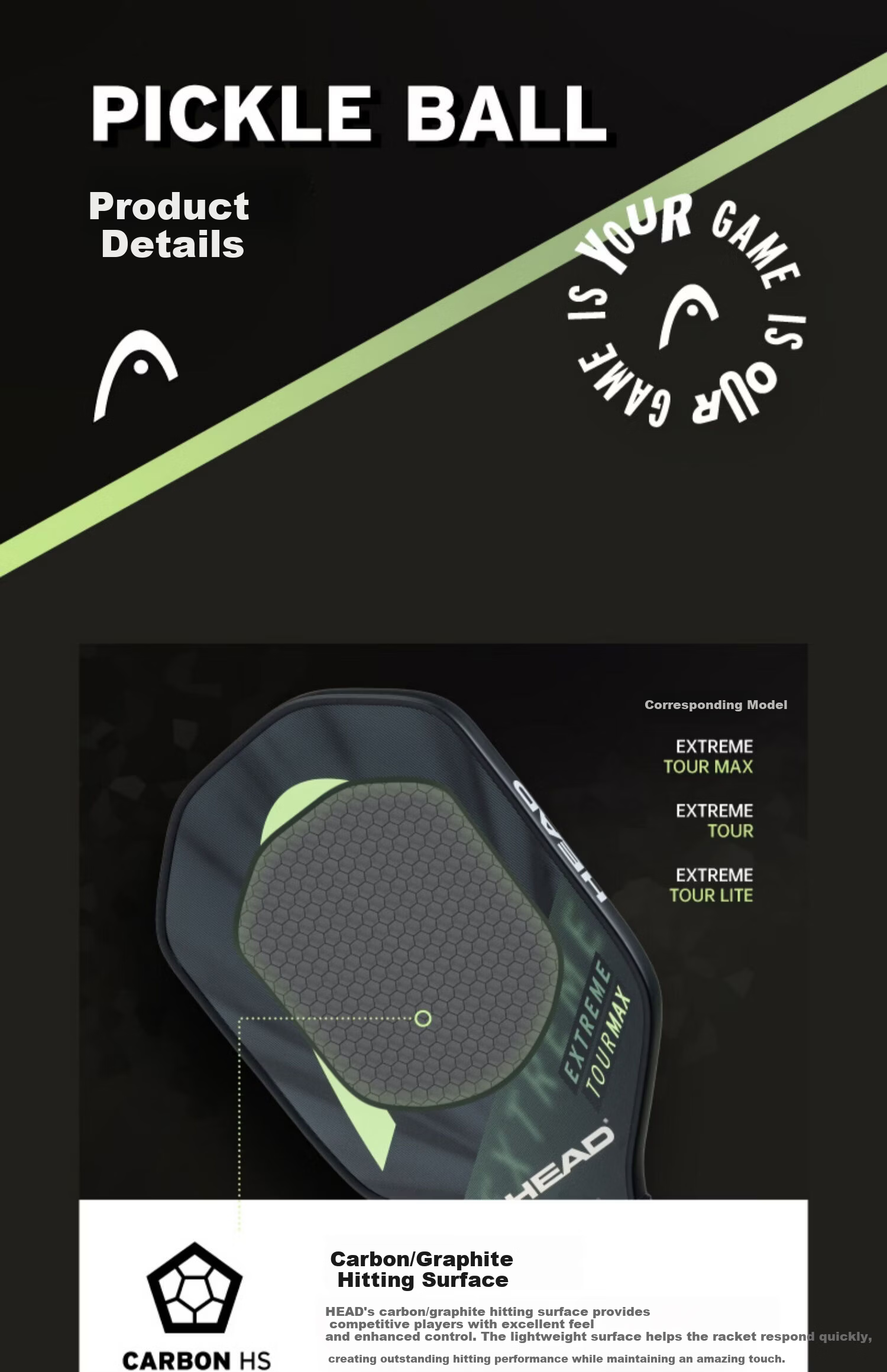 HEAD PICKLEBALL EXTREME Series Carbon Fiber Paddle 7
