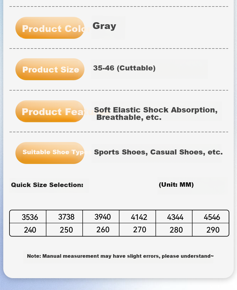 Vitality Rebound Lightweight Sports Insoles 2 Pairs Men Sweat-Absorbing Odor-Resistant Soft Breathable Cushioned Shock-Absorbing Comfortable for Long Standing Running Women Summer Size 39-40 17
