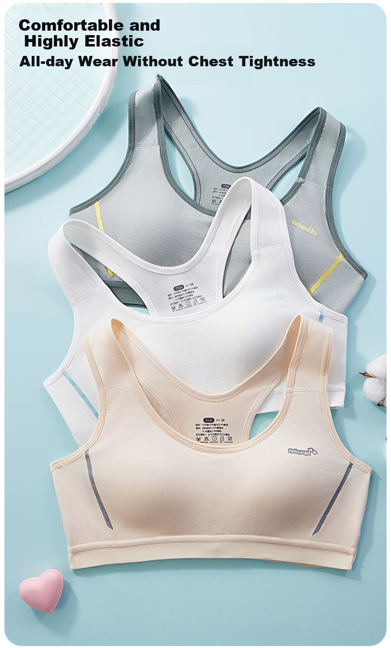 Langsha Girls' Developmental Period Cotton Youth Sports Shockproof Vest Thin Racerback Girls' Tank Top for Middle School Students 4
