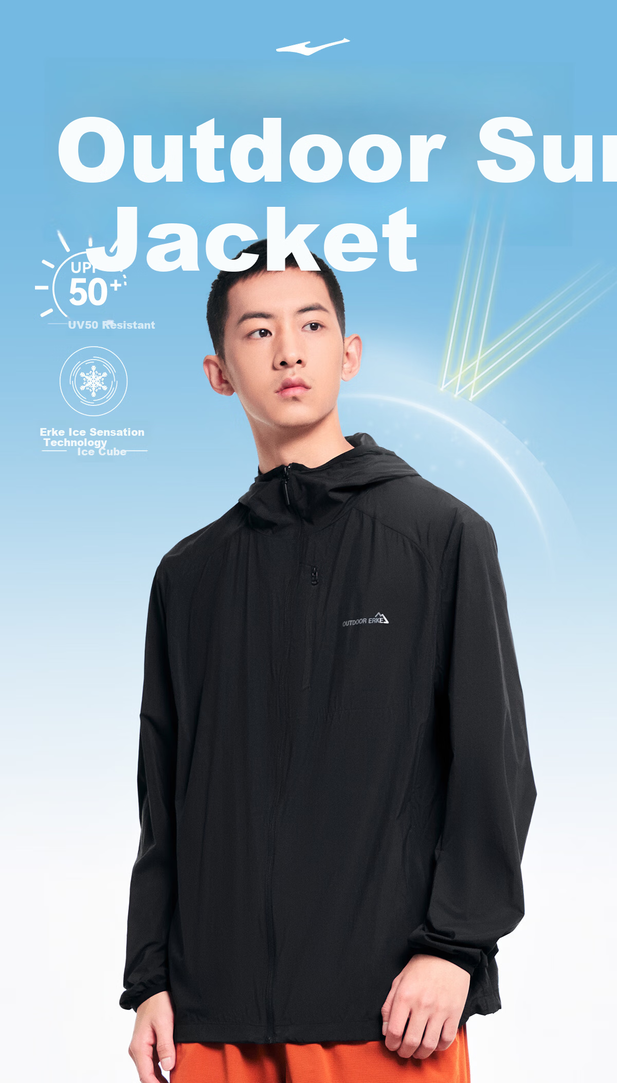 ERKE [Yu Shitong Edition] Sun Protection Woven Jacket Ice Cooling Outdoor Windbreaker UPF50+ Sports Running Shirt 1
