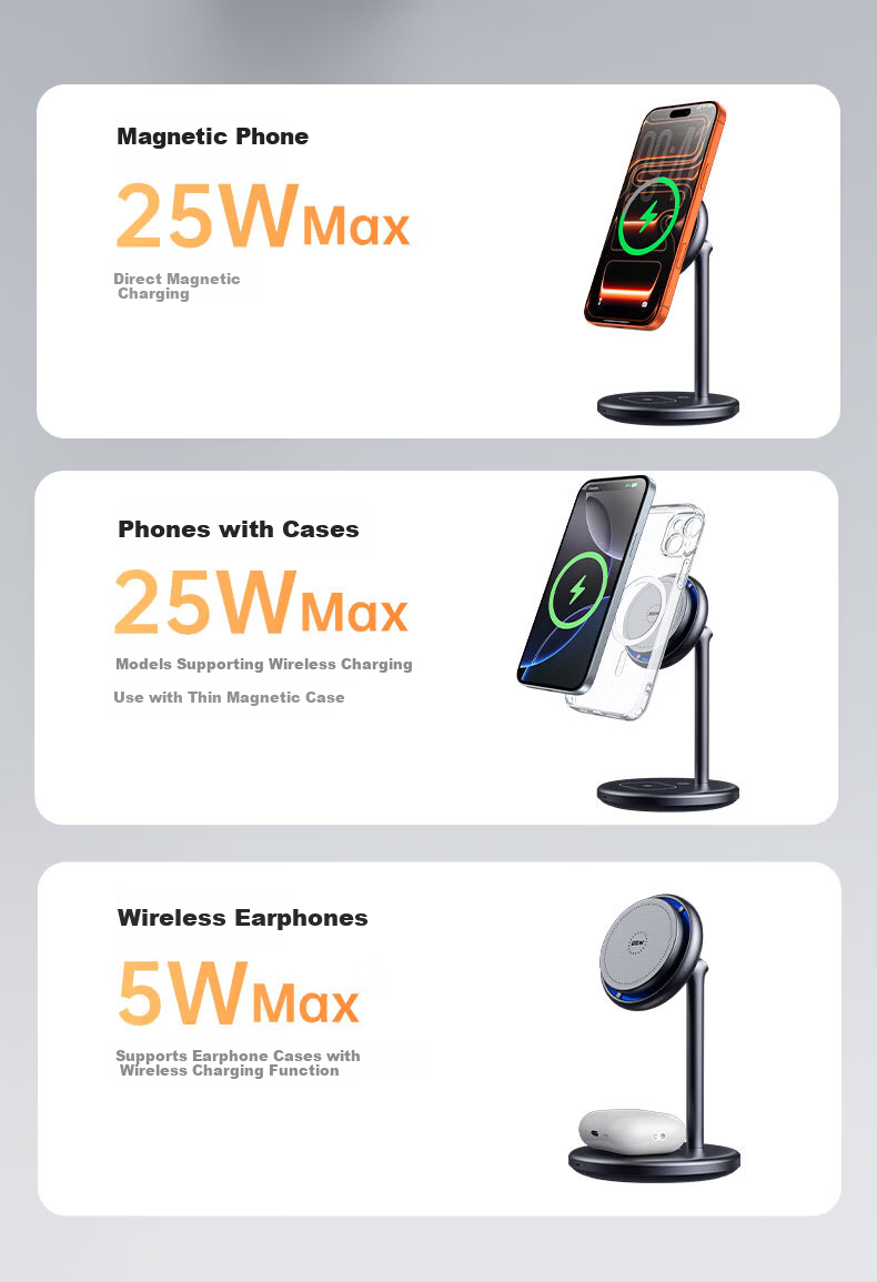 JD Jingzao 25W Wireless Magnetic 2-in-1 Charging Stand for iPhone 17 Pro Max and AirPods 8